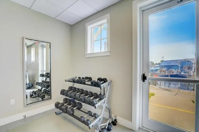a view of a room with gym equipment