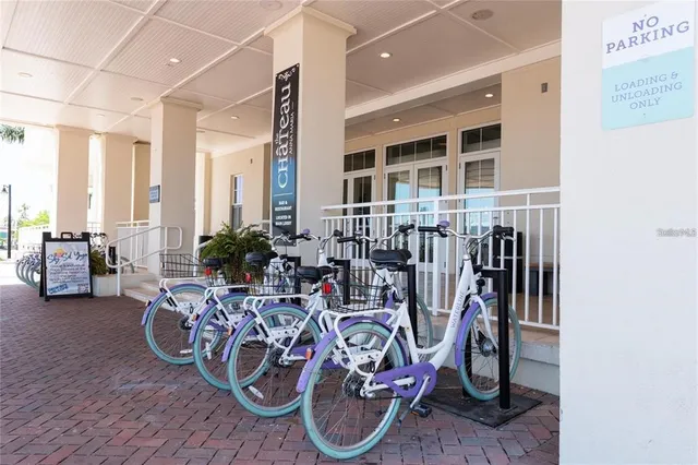 a view of a building with a swimming pool
