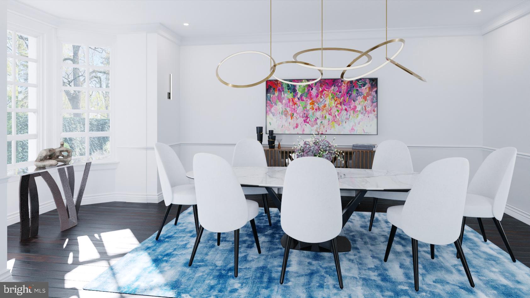 87 Library Place Princeton, NJ 08540 - Photo 12 of 60 a view of a dining room with furniture a rug and wooden floor