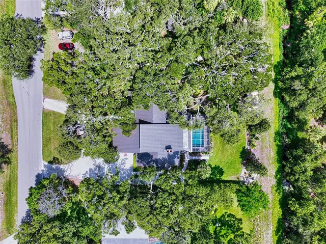 an aerial view of a house