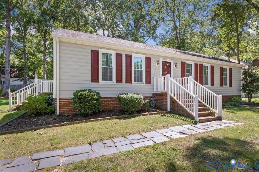 9907 Indian Point Road North Chesterfield, VA 23237 - Photo 2 of 21 Ranch-style exterior with light gray siding, red w