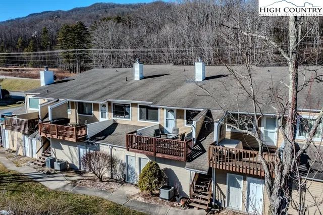 a view of a forest with mountains in the background