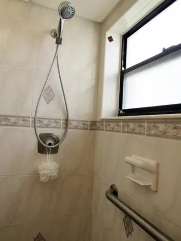 a view of a room with racks on the wall