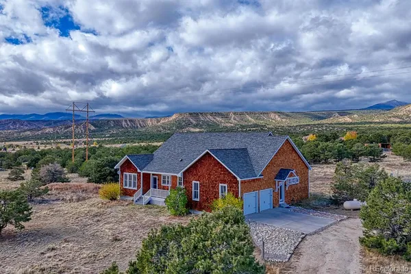 an aerial view of a house