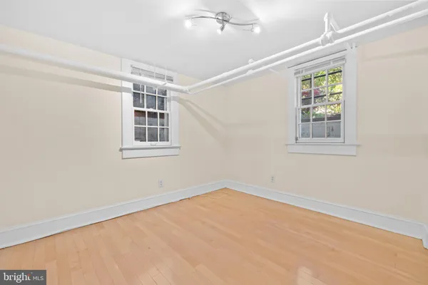 an empty room with windows