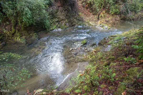 a view of backyard with a table and chairs under an umbrella