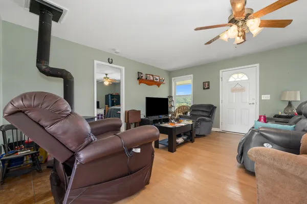 a living room with furniture