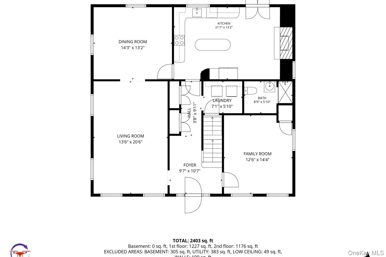 185 Taylor Road Mountainville, NY 10953 - Photo 44 of 47 First Floor, measured at 1,227 sq. ft.