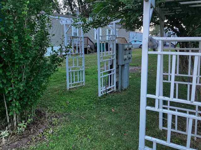 a backyard of a house with lots of green space