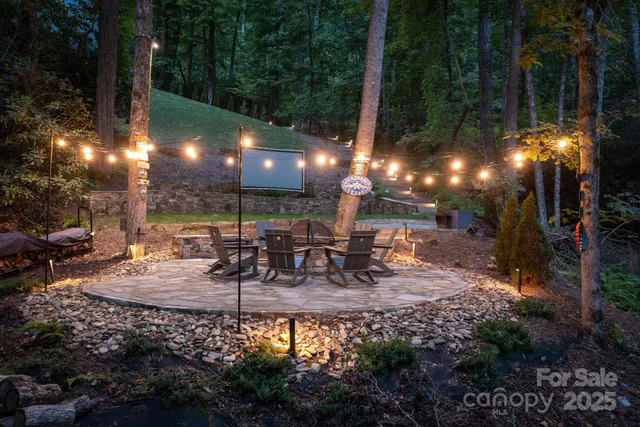 a view of a chairs and table in patio