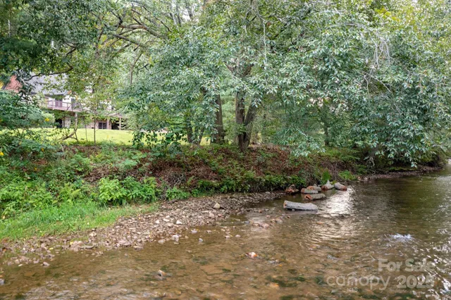 a view of a lake with houses