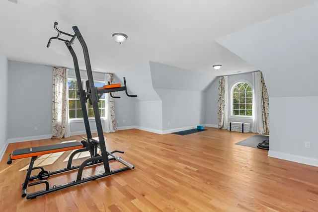 a view of a room with gym equipment