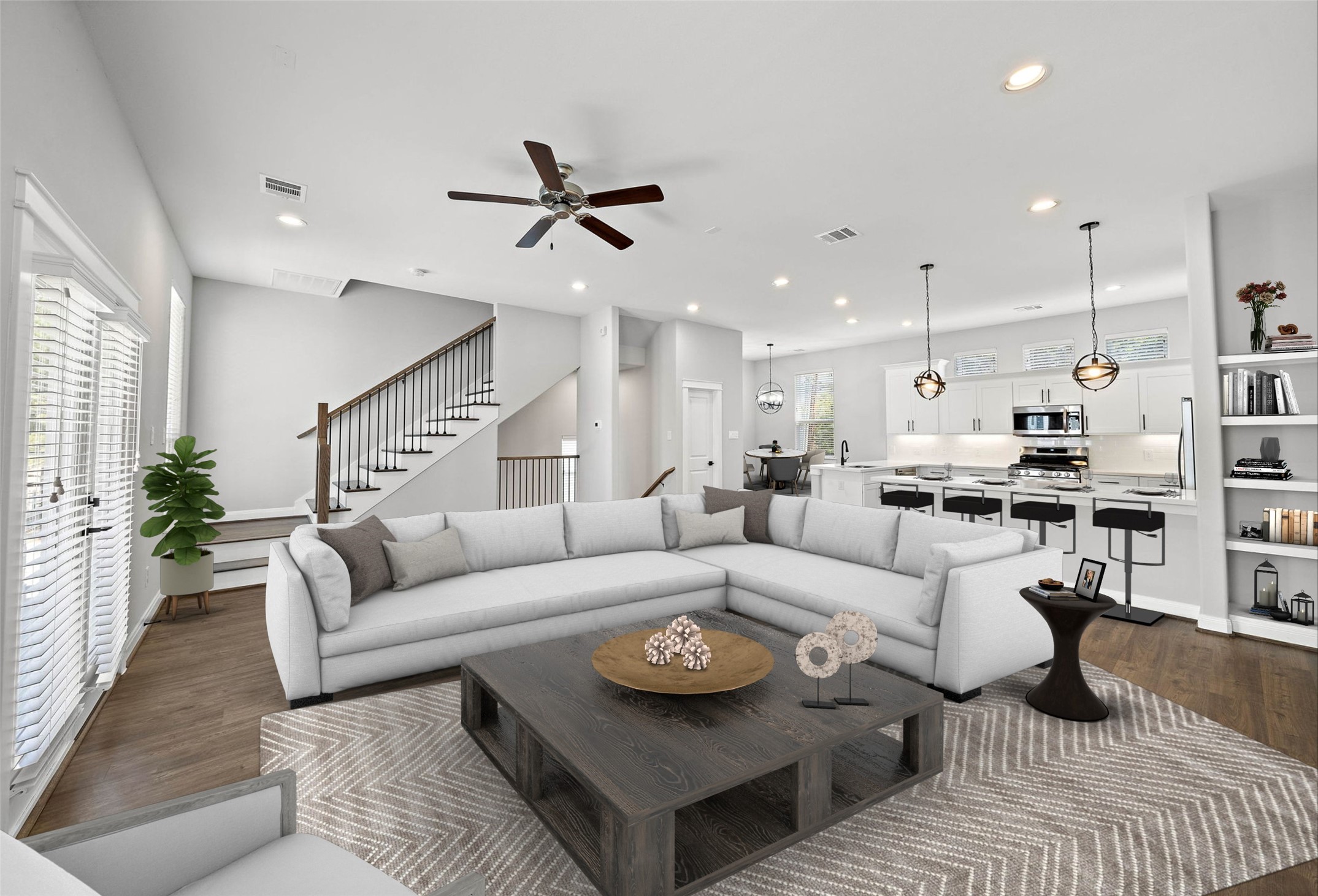 603 Link Road, Unit C Houston, TX 77009 - Photo 20 of 40 Virtually staged living/dining/kitchen space