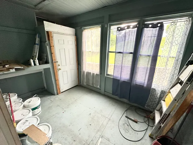 a view of a building with a street