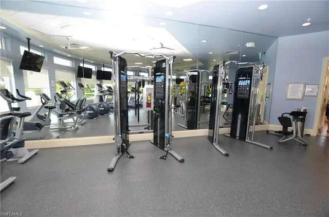 a view of a room with gym equipment