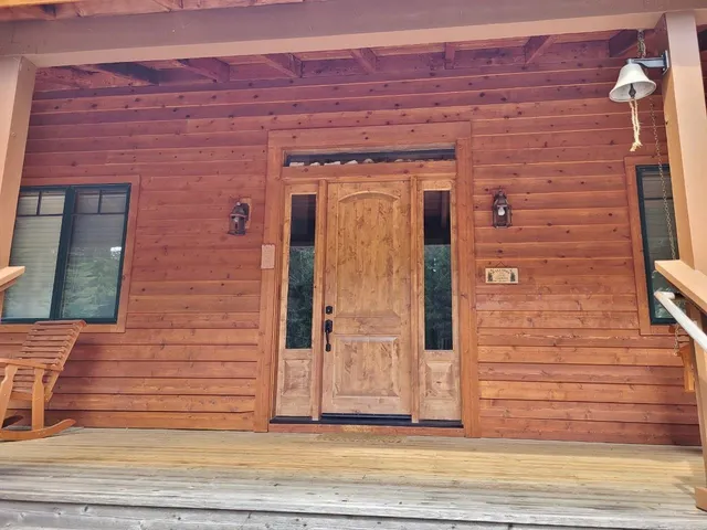 a view of a brick house with a window