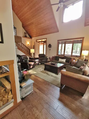 a living room with furniture window and a fireplace