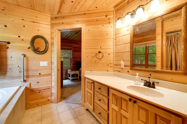 a room with a table and chairs