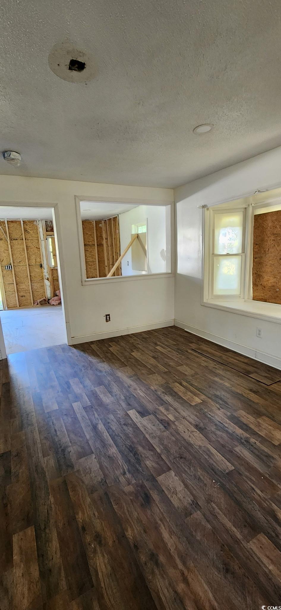 106 Raeford Street Mullins, SC 29574 - Photo 12 of 15 Unfurnished room featuring dark wood-type flooring and a textured ceiling