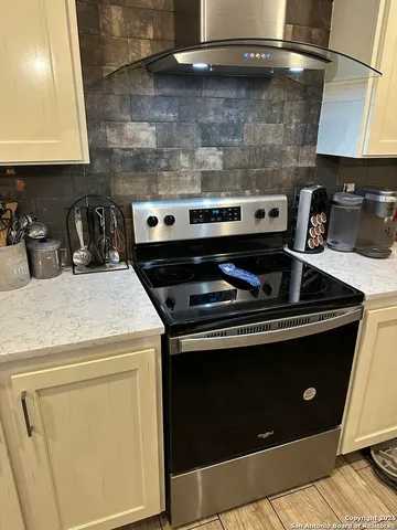 a stove top oven sitting inside of a kitchen