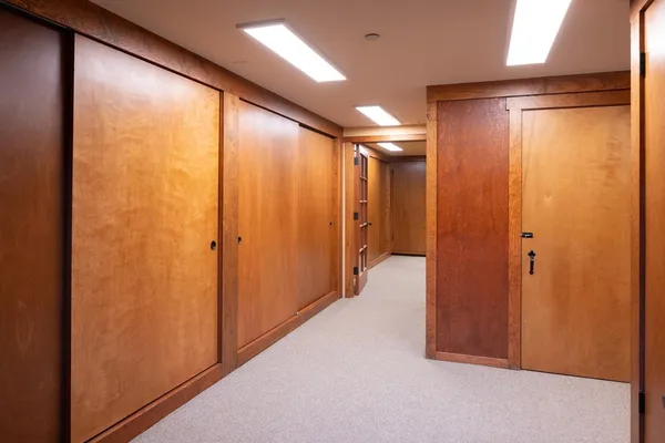 a view of hallway with shower