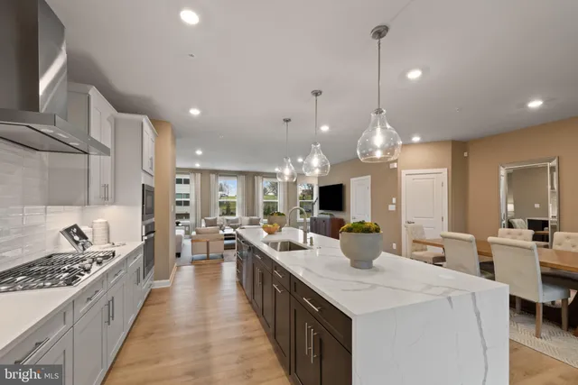 a kitchen with lots of counter top space