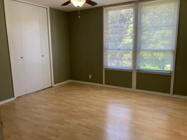 an empty room with windows