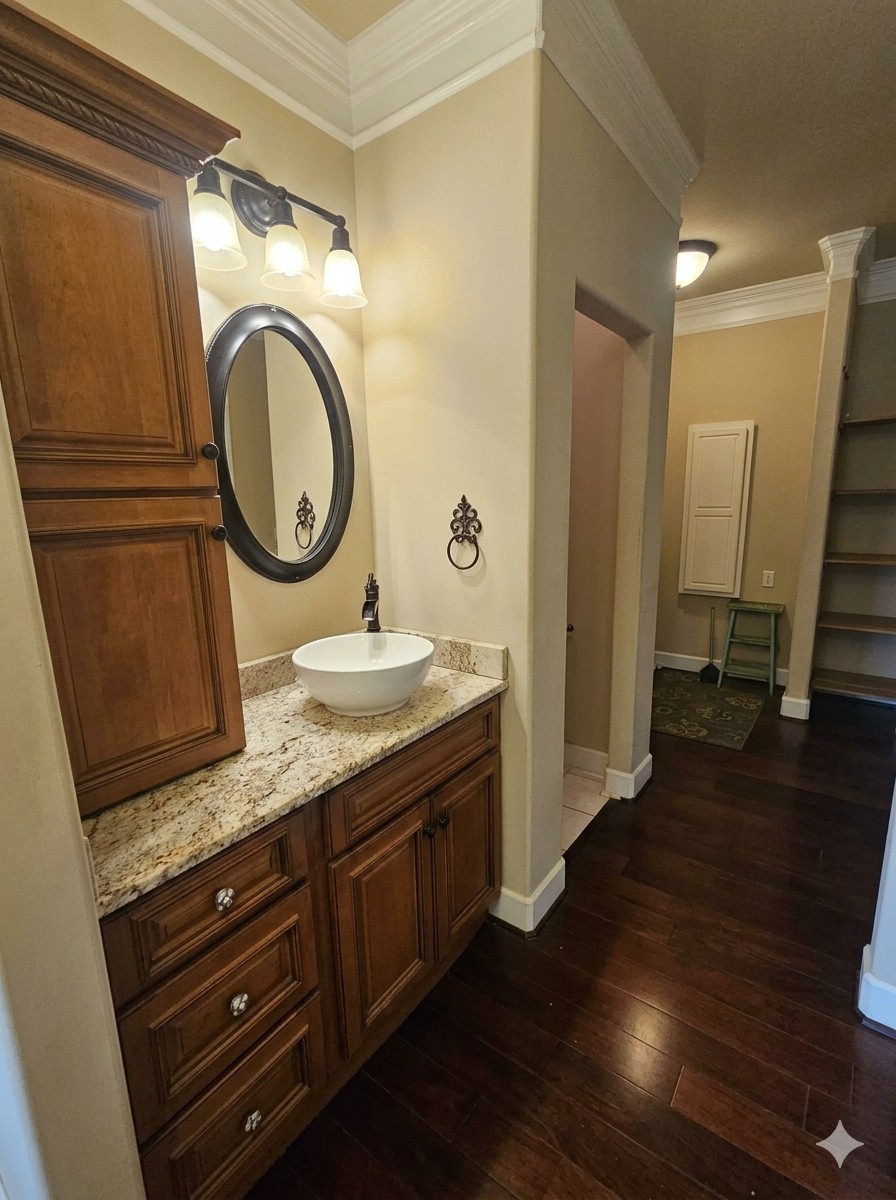 2769 New Hall Road Greenbrier, TN 37073 - Photo 18 of 58 a bathroom with a granite countertop sink toilet and a mirror
