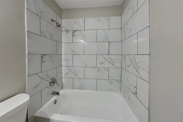 a bathroom with a bathtub