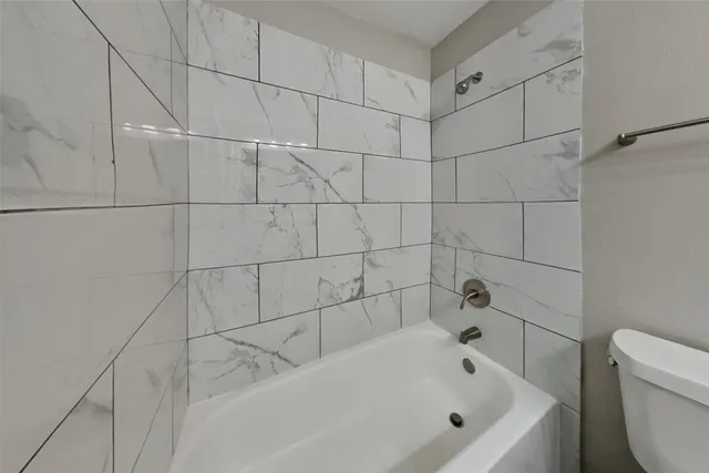 a bathroom with a bathtub