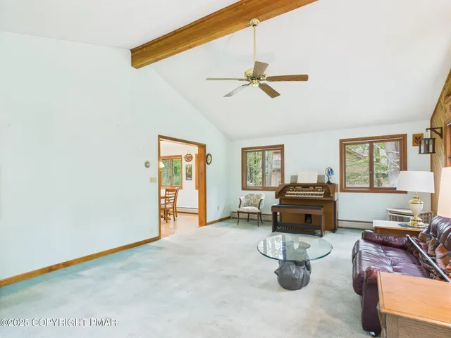 a view of a wooden balcony