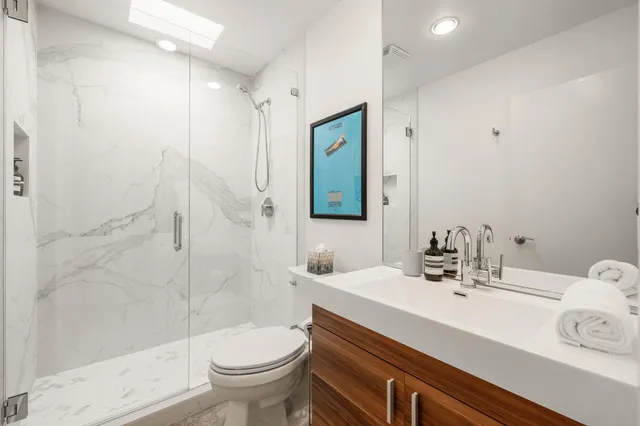 a bathroom with a shower