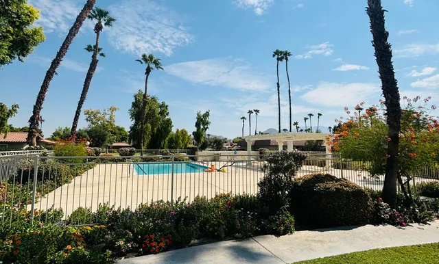 a view of a terrace with sitting area