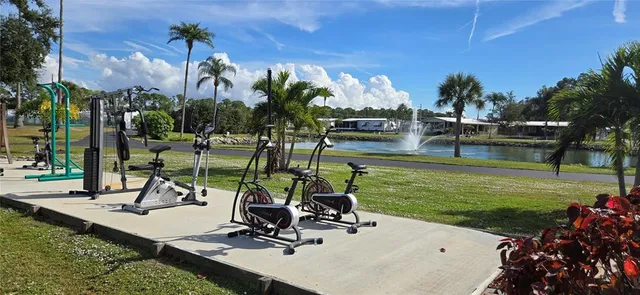 a view of a swimming pool with a patio