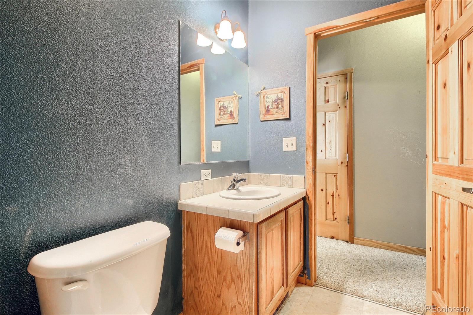 399 Buffum Street Bailey, CO 80421 - Photo 21 of 30 a bathroom with a toilet sink and mirror