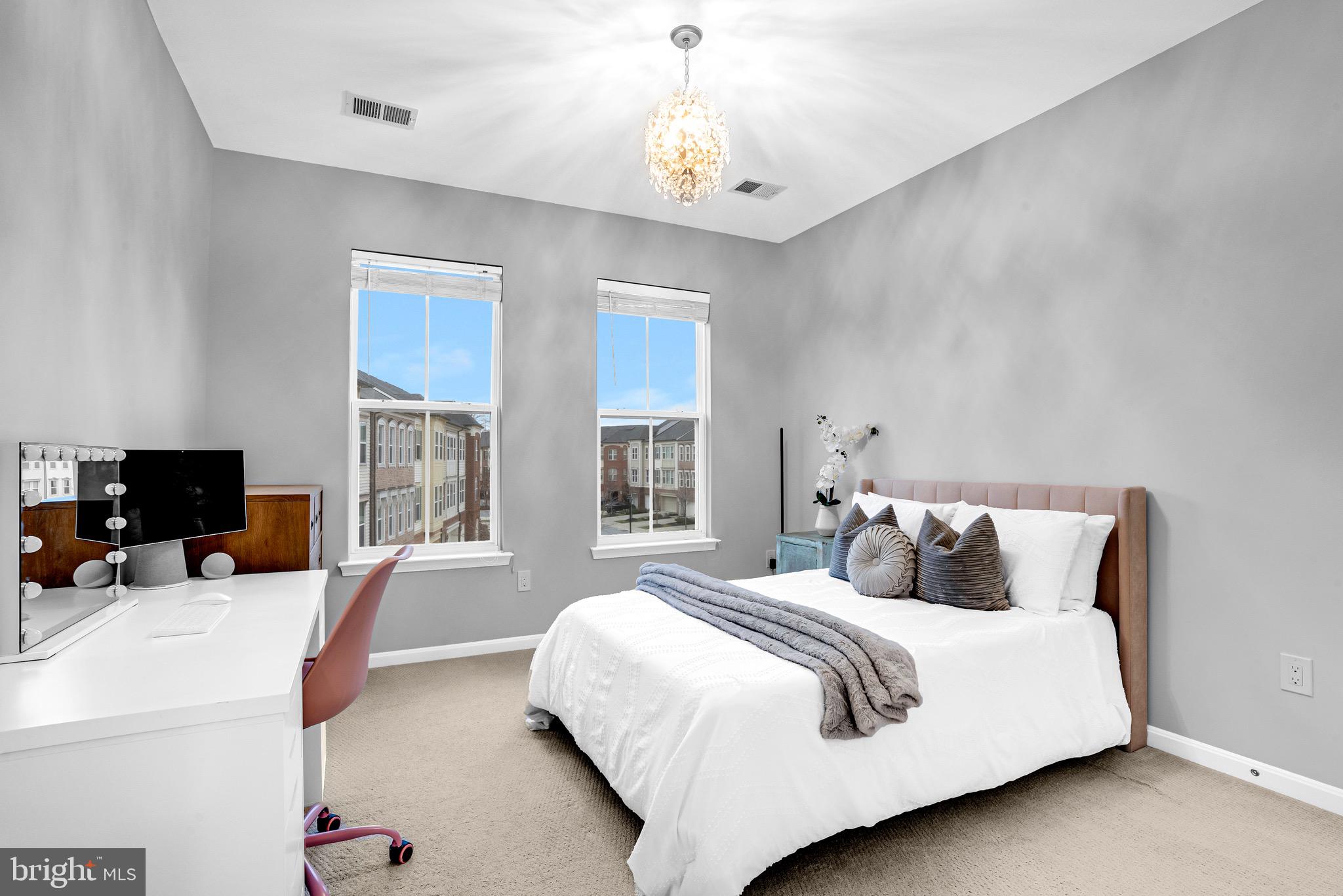 9825 Garden Ranges Laurel, MD 20723 - Photo 32 of 46 Bedroom 3 | Window Treatment | Chandelier.