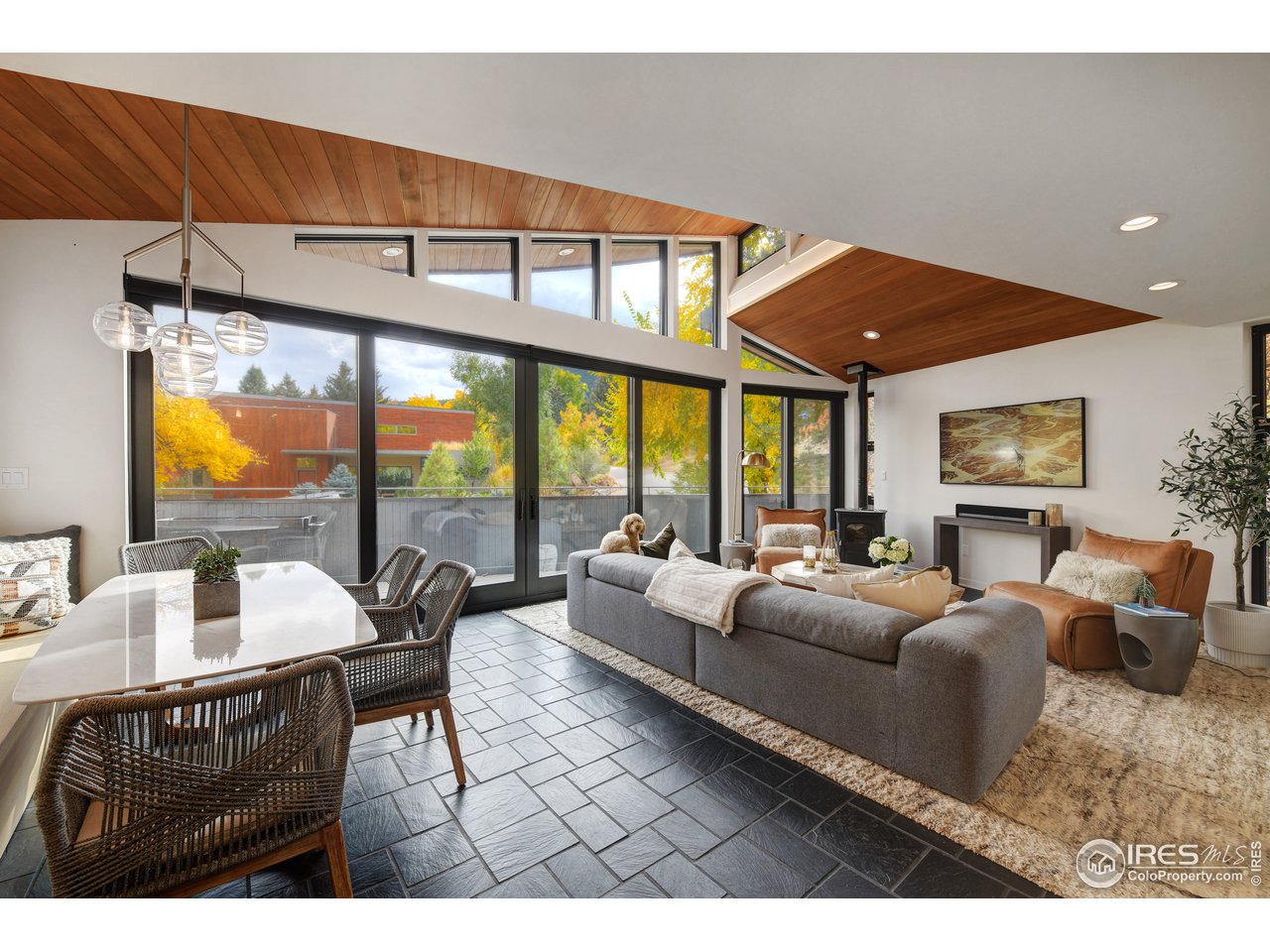 505 Geneva Avenue Boulder, CO 80302 - Photo 10 of 40 a living room with furniture a rug and a floor to ceiling window