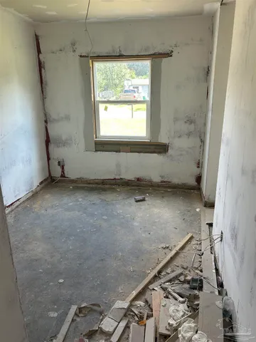 a view of a room with a window