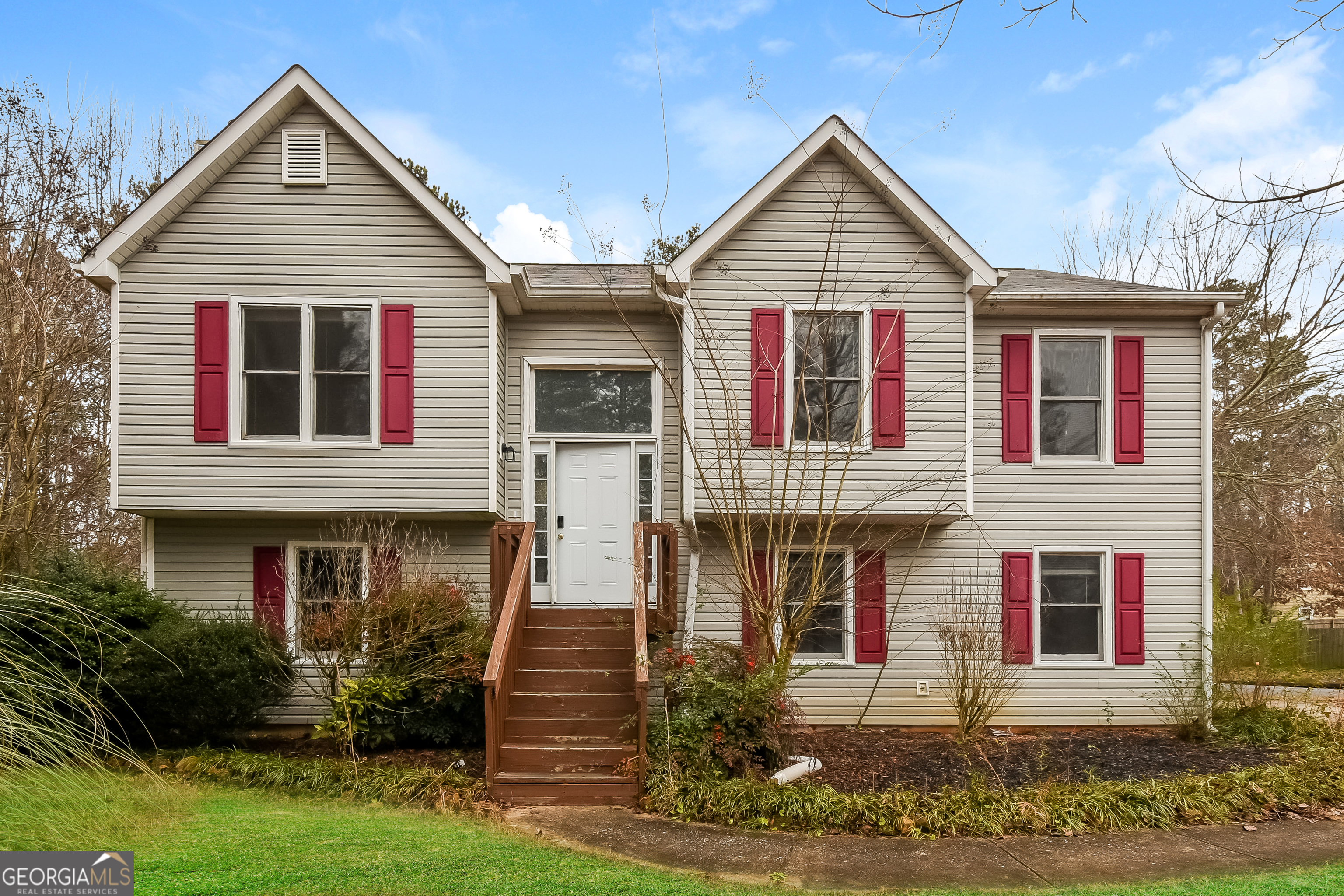 a front view of residential houses
