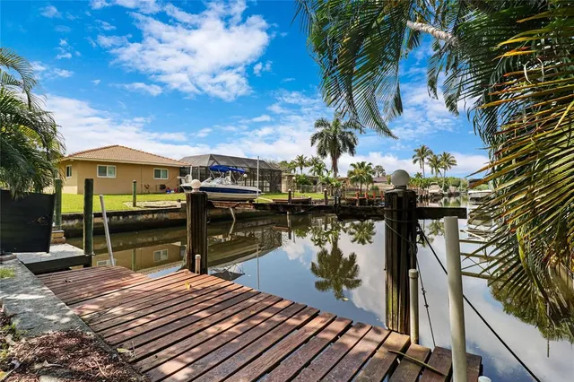 a view of a lake with a house