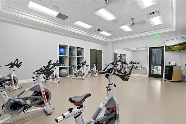 a view of a room with gym equipment