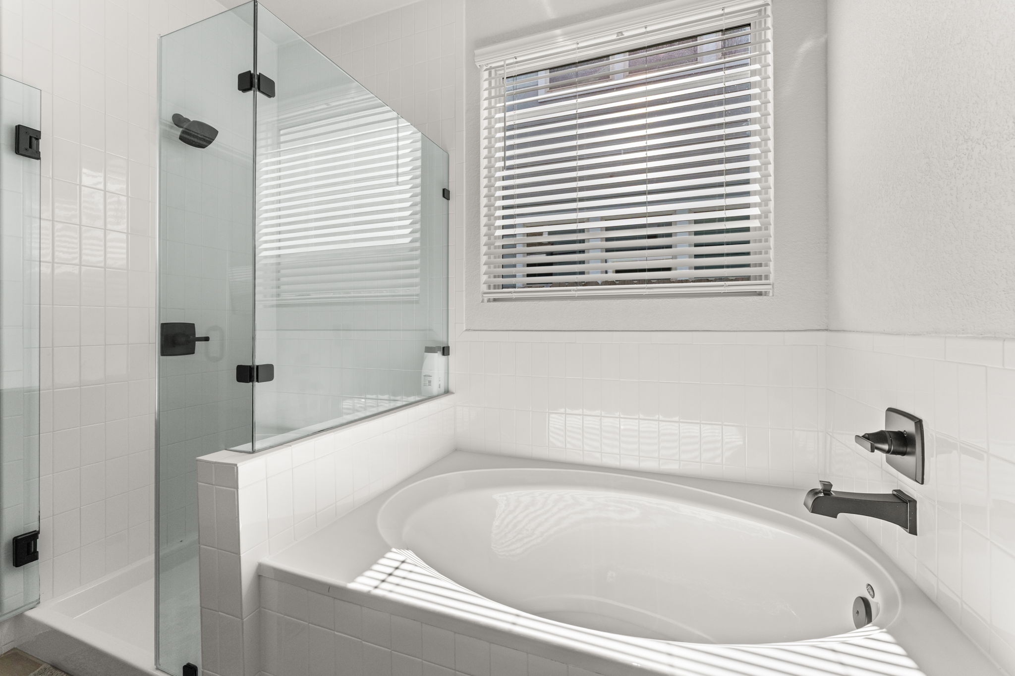 8512 McKamy Drive Austin, TX 78744 - Photo 16 of 28 The spa-inspired bath features a soaking tub and frameless walk-in shower.