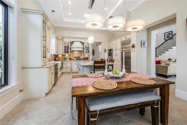 a view of a dining room and livingroom