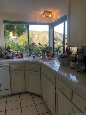 a kitchen with stainless steel appliances a sink window and cabinets