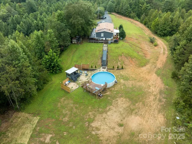 a view of a garden with a slide