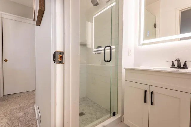a bathroom with a shower