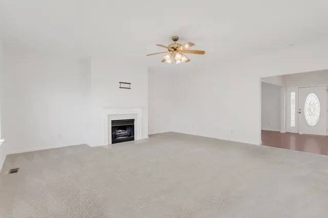 a view of a livingroom with a fireplace