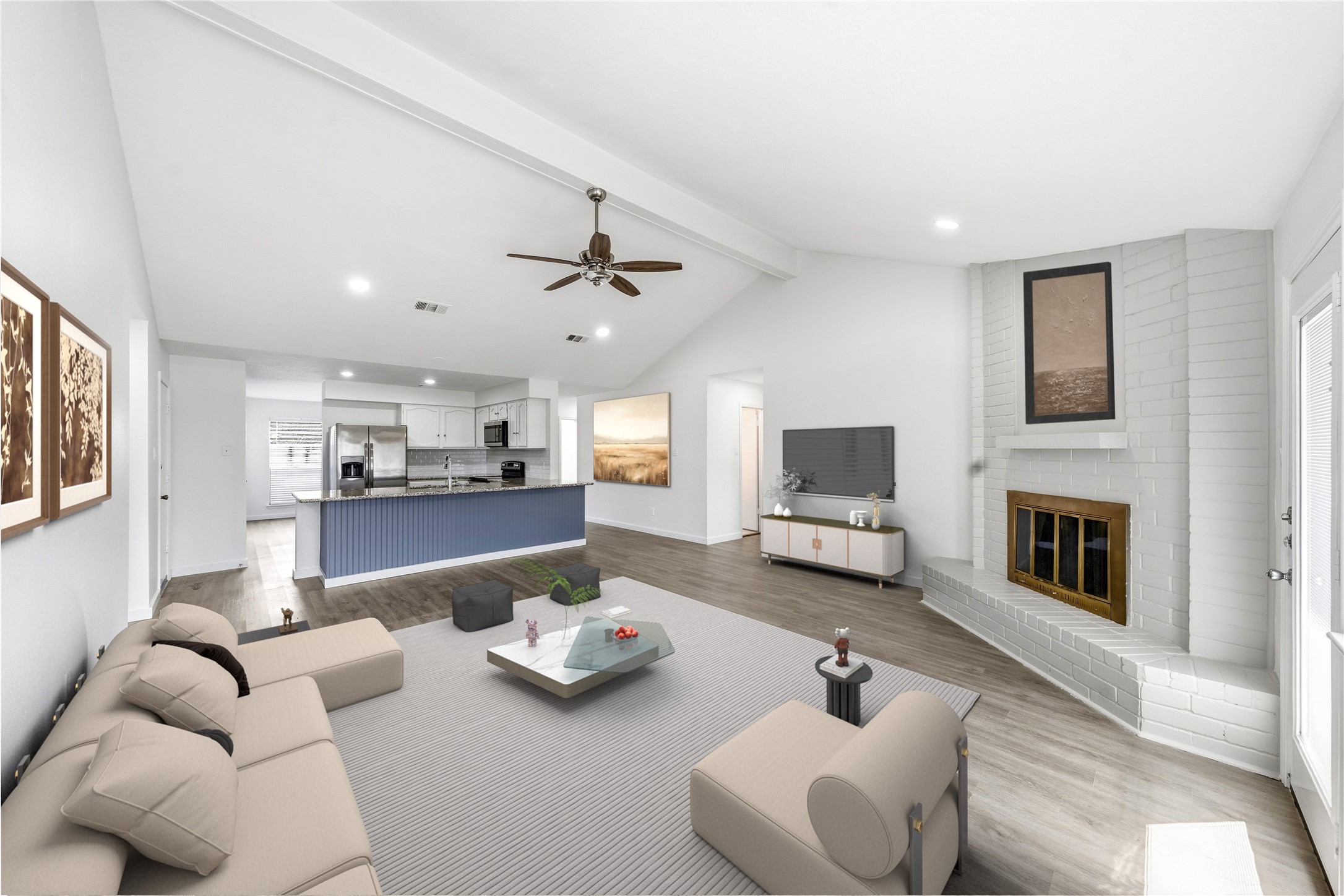 2303 Keyhole Lane Houston, TX 77084 - Photo 5 of 28 a living room with furniture and a fireplace