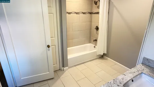 a bathroom with a bathtub