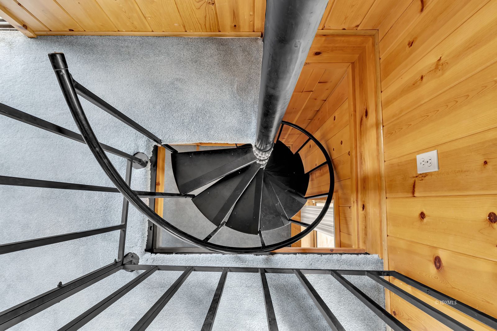 53440 West Ridge Road Idyllwild, CA 92549 - Photo 43 of 66 a view of staircase with a metal railing and a large window